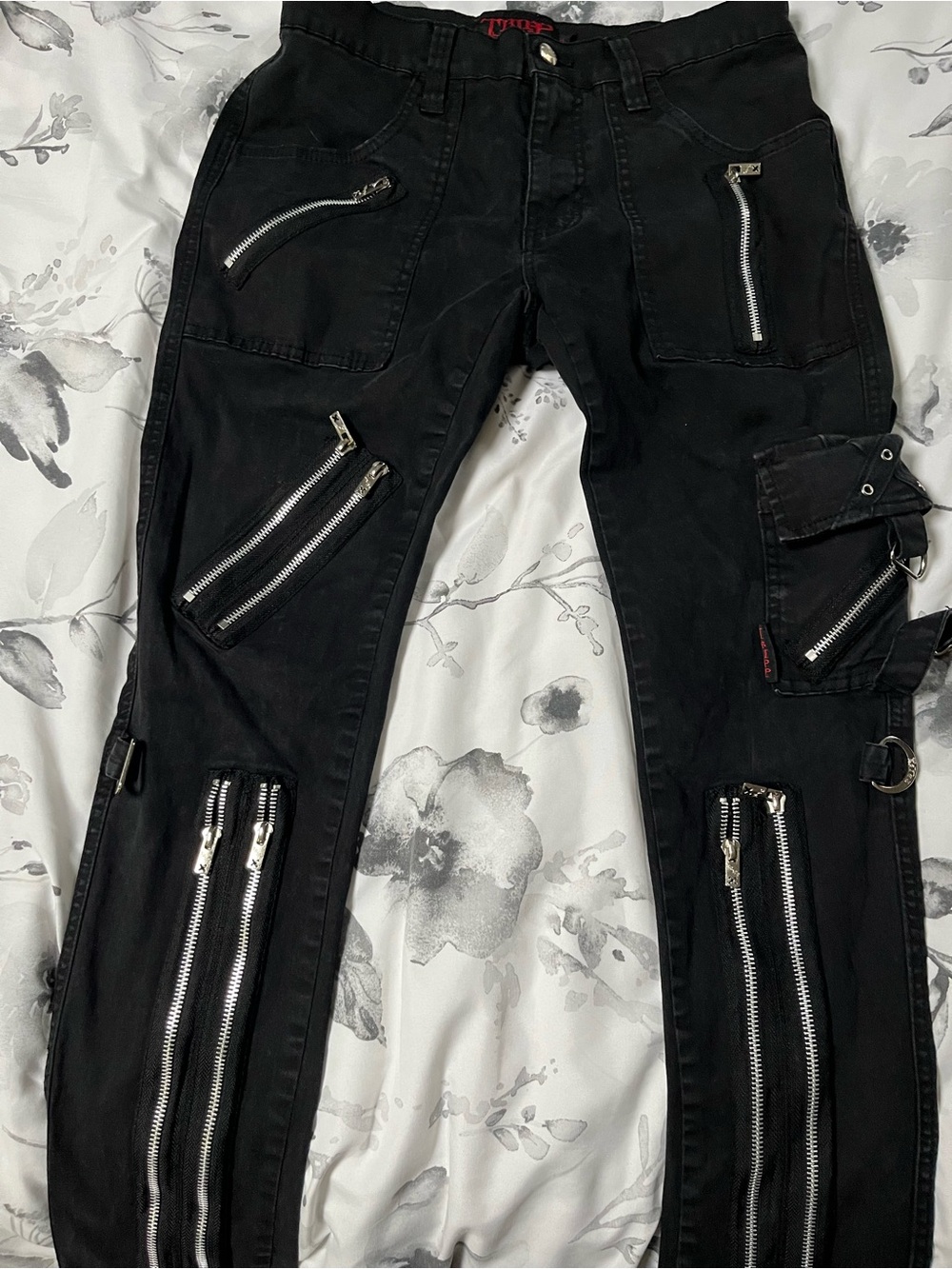 Tripp NYC Black Gothic Zip Cargo Pants